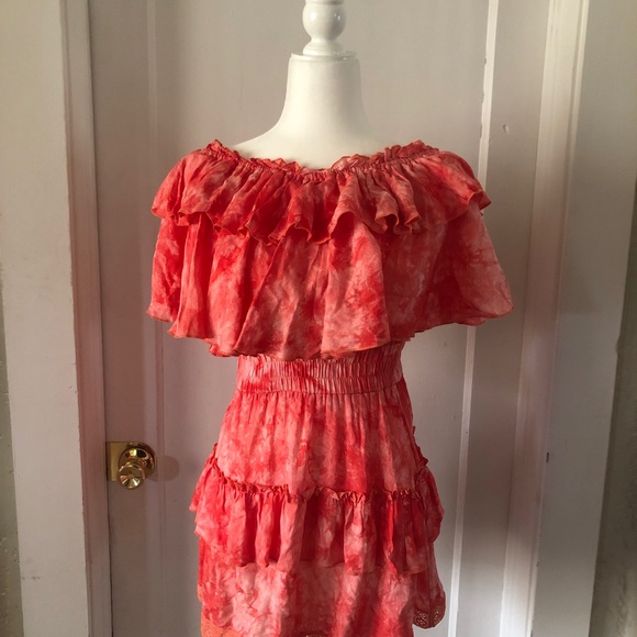Orange/Cream Ruffled Dress - Picture 3 of 3